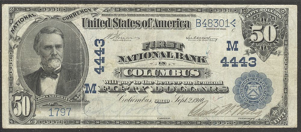 Columbus, Ohio, 1902PB $50, Charter #4443, The First National Bank, VF, 1797